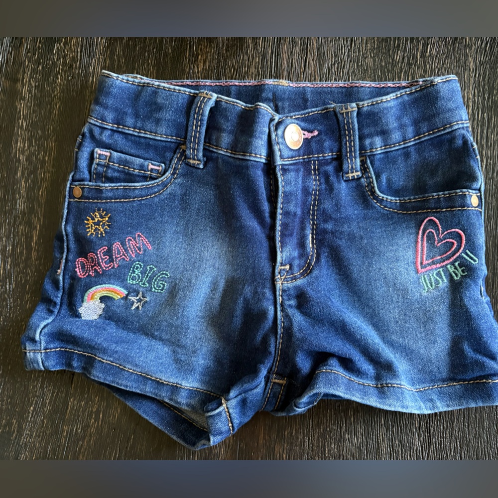 Kids Denim Shorts with Colorful Embroidery